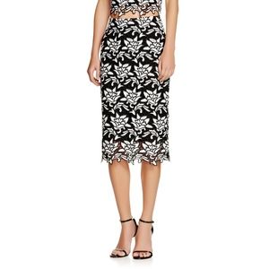 J.O.A. Embroidered Lace Pencil Skirt